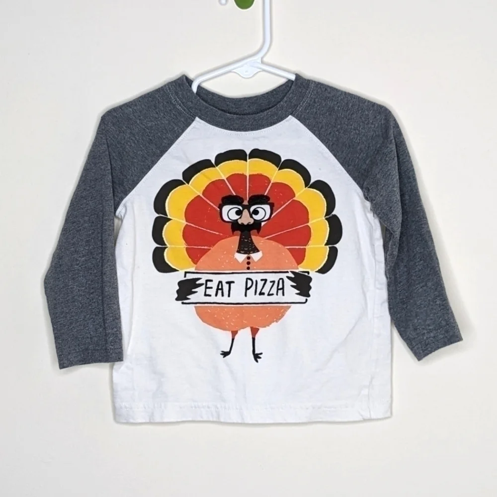 Gymboree Turkey Eat Pizza Funny Shirt 12-18m